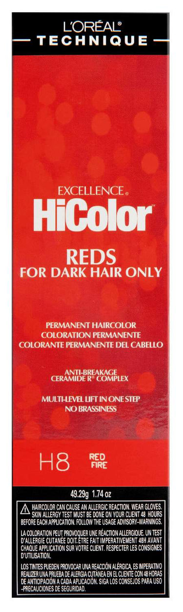 L'Oréal Technique Excellence HiColor H8 Red Fire - Permanent Hair Color for Dark Hair - ANNS BEAUTY SUPPLY